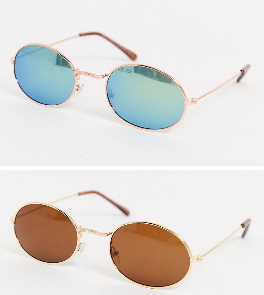 SVNX - Confezione da 2 occhiali da sole ovali con montatura in metallo-Multicolore