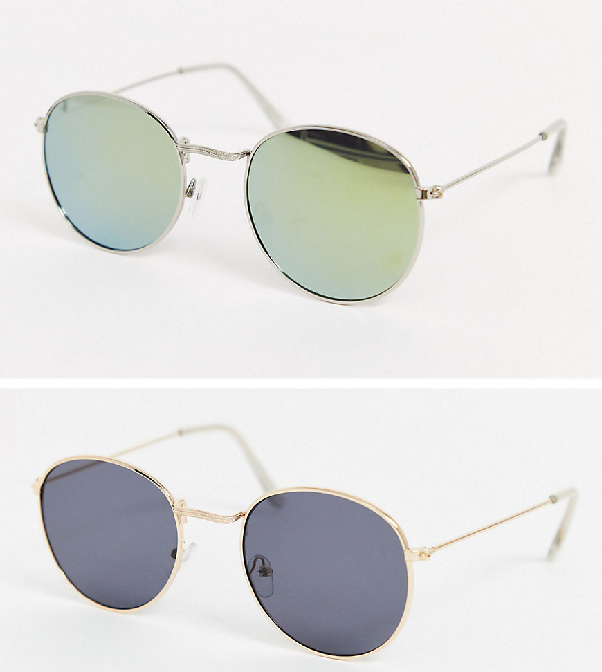 SVNX - Confezione da 2 occhiali da sole rétro rotondi-Multicolore