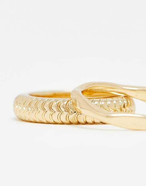 SVNX Confezione da due anelli spessi testurizzati color oro ASOS