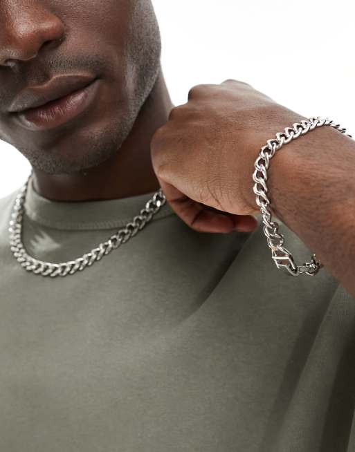 SVNX - Confezione da due con bracciale e collana con catena color argento