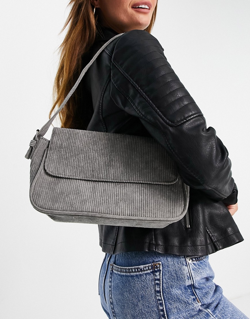 SVNX cord shoulder bag in gray-Grey
