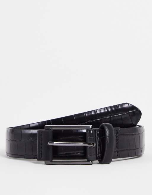 SVNX croc effect belt in black