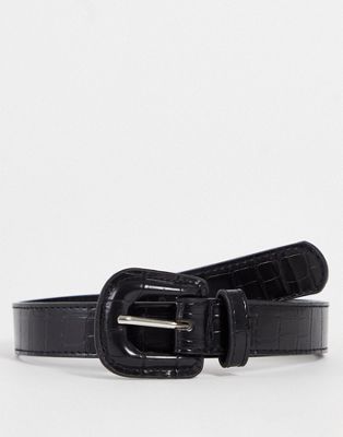 SVNX croc PU belt in black