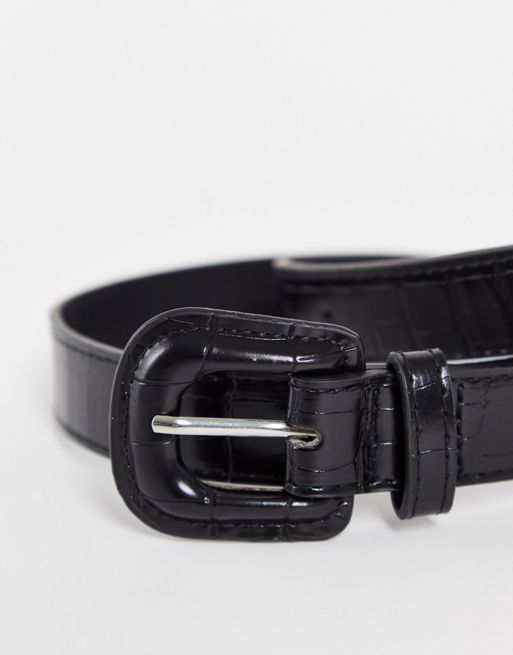 SVNX faux leather corset belt in black