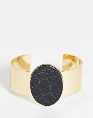 SVNX cuff bracelet with black crystal