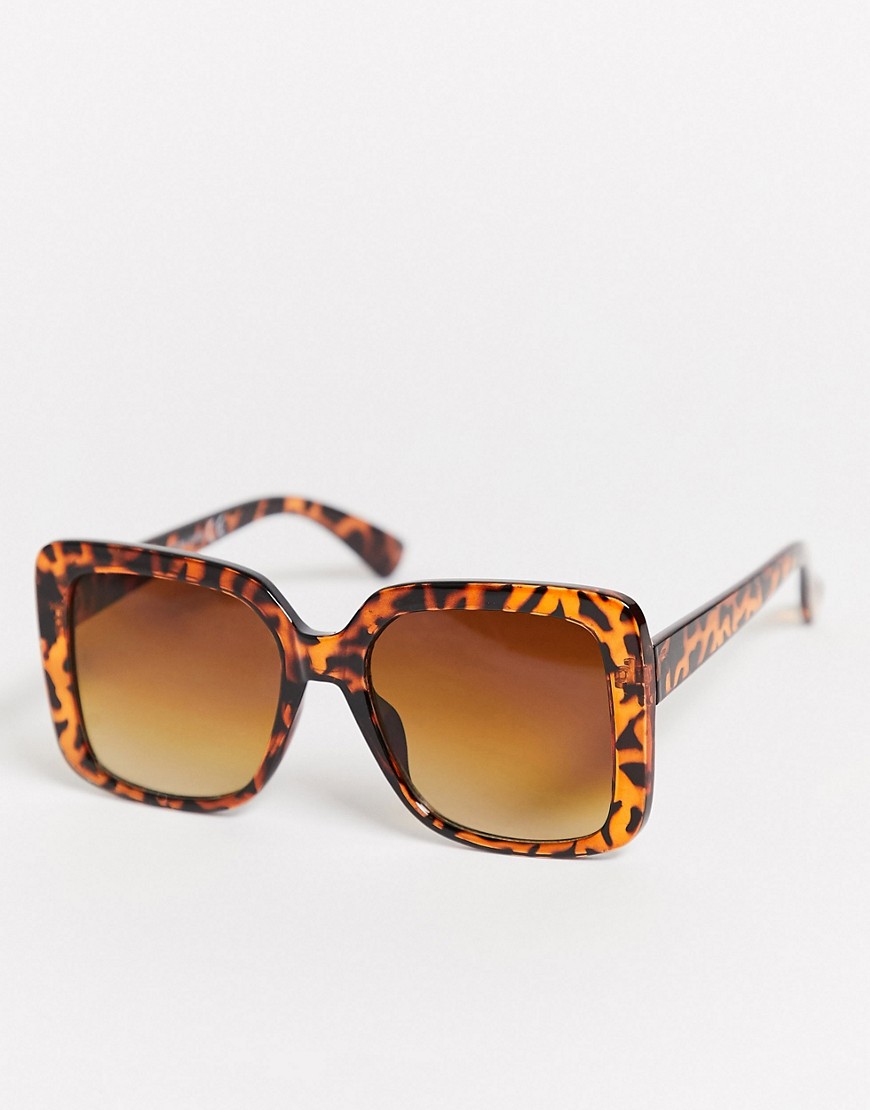 SVNX curved oversized sunglasses in tort-Brown