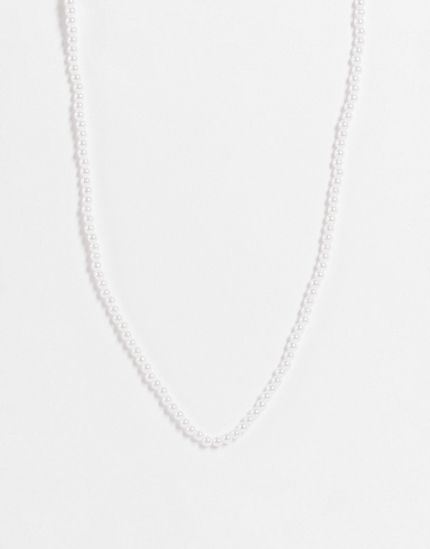 SVNX dainty pearl choker necklace-White