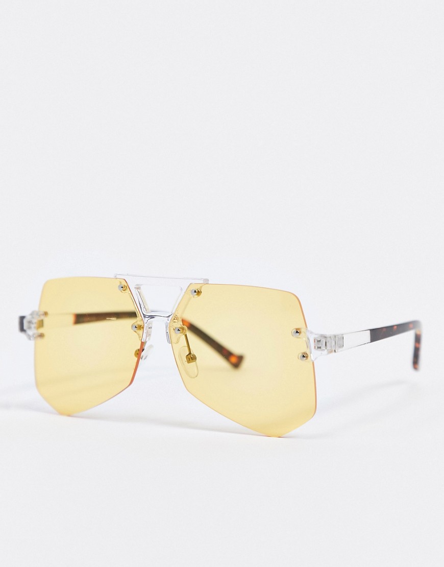 SVNX - Doorzichtige zonnebril met gele glazen-Geel