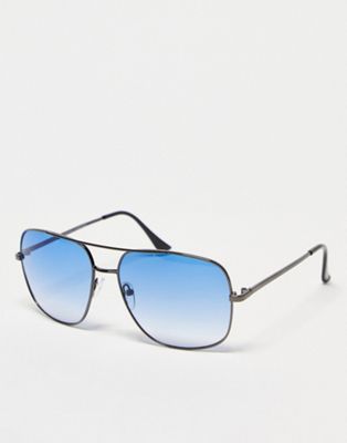 SVNX double bridge aviator sunglasses in blue gradient
