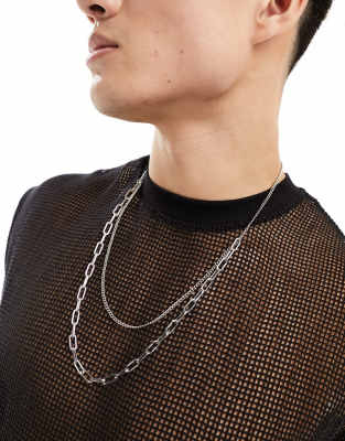 SVNX double neck chain in silver