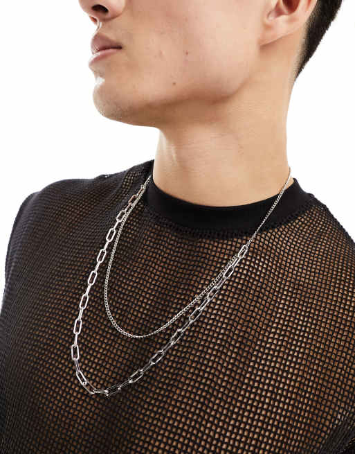 SVNX double neck chain in silver 