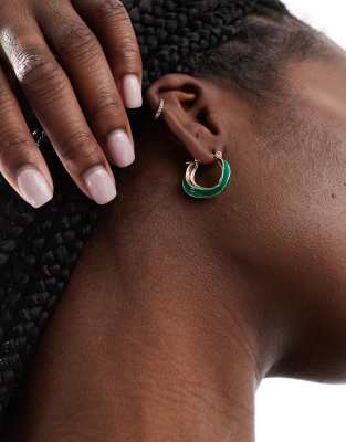 SVNX SVNX emerald green hoop earrings