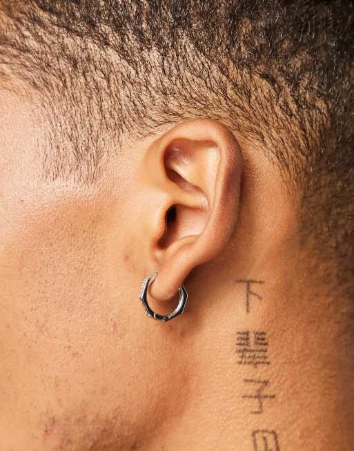 SVNX engraved hoop earrings in silver ASOS