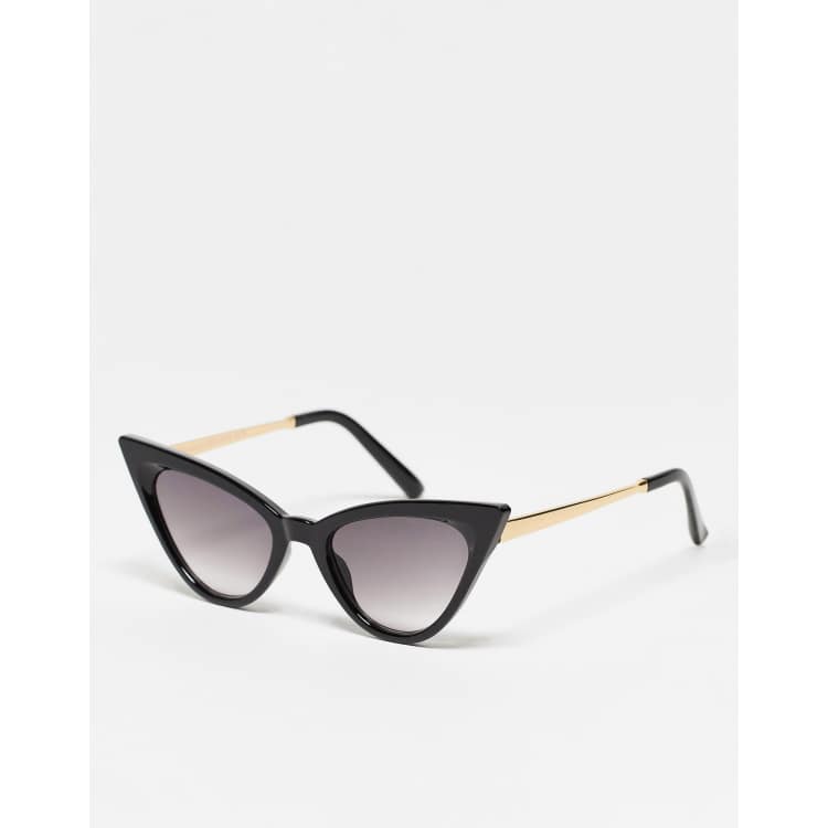 SVNX extreme winged cat eye sunglasses in black ASOS