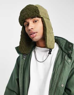 SVNX faux fur trapper hat in khaki | ASOS