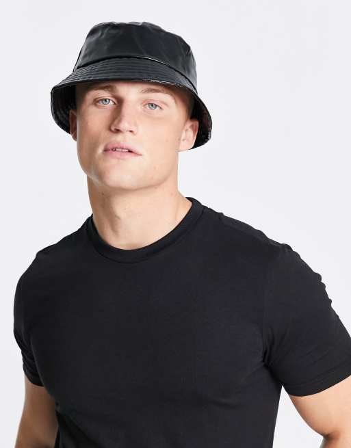 SVNX faux leather bucket hat in black
