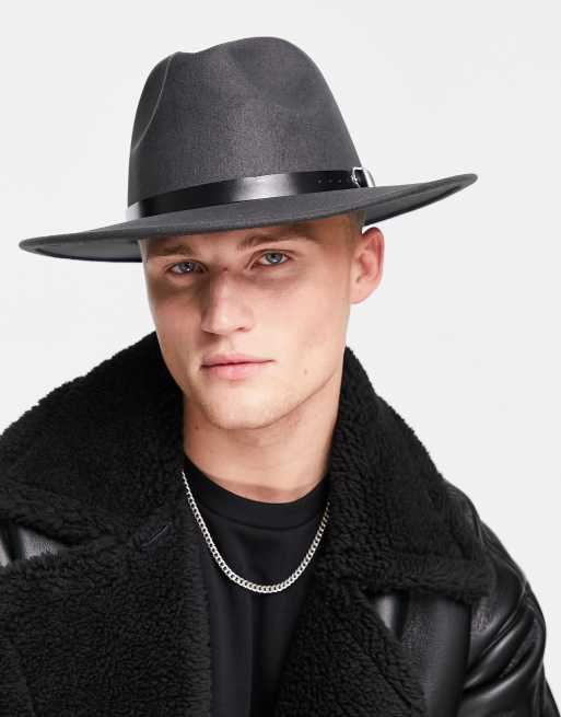 SVNX felt fedora hat in gray