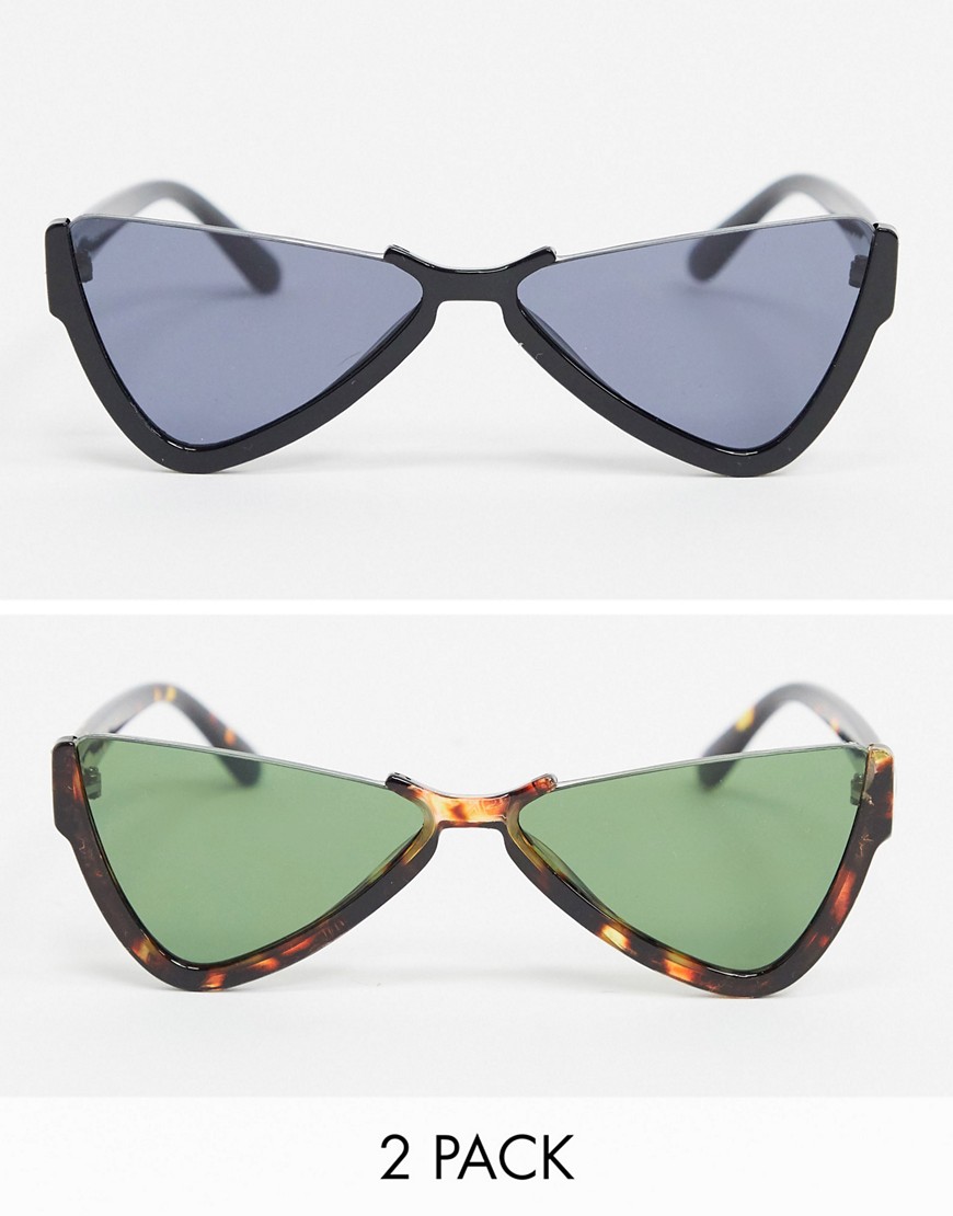 SVNX – Festival – 2-pack solglasögon med olika former-Brun