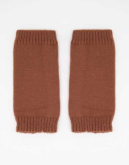SVNX - Gebreide armwarmers in bruin