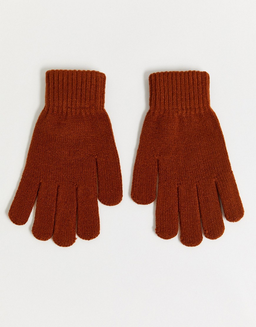 SVNX - Gebreide handschoenen in roestbruin-Oranje