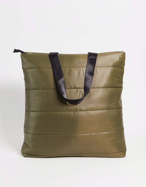 SVNX – Gesteppte Tragetasche aus Nylon in Khaki