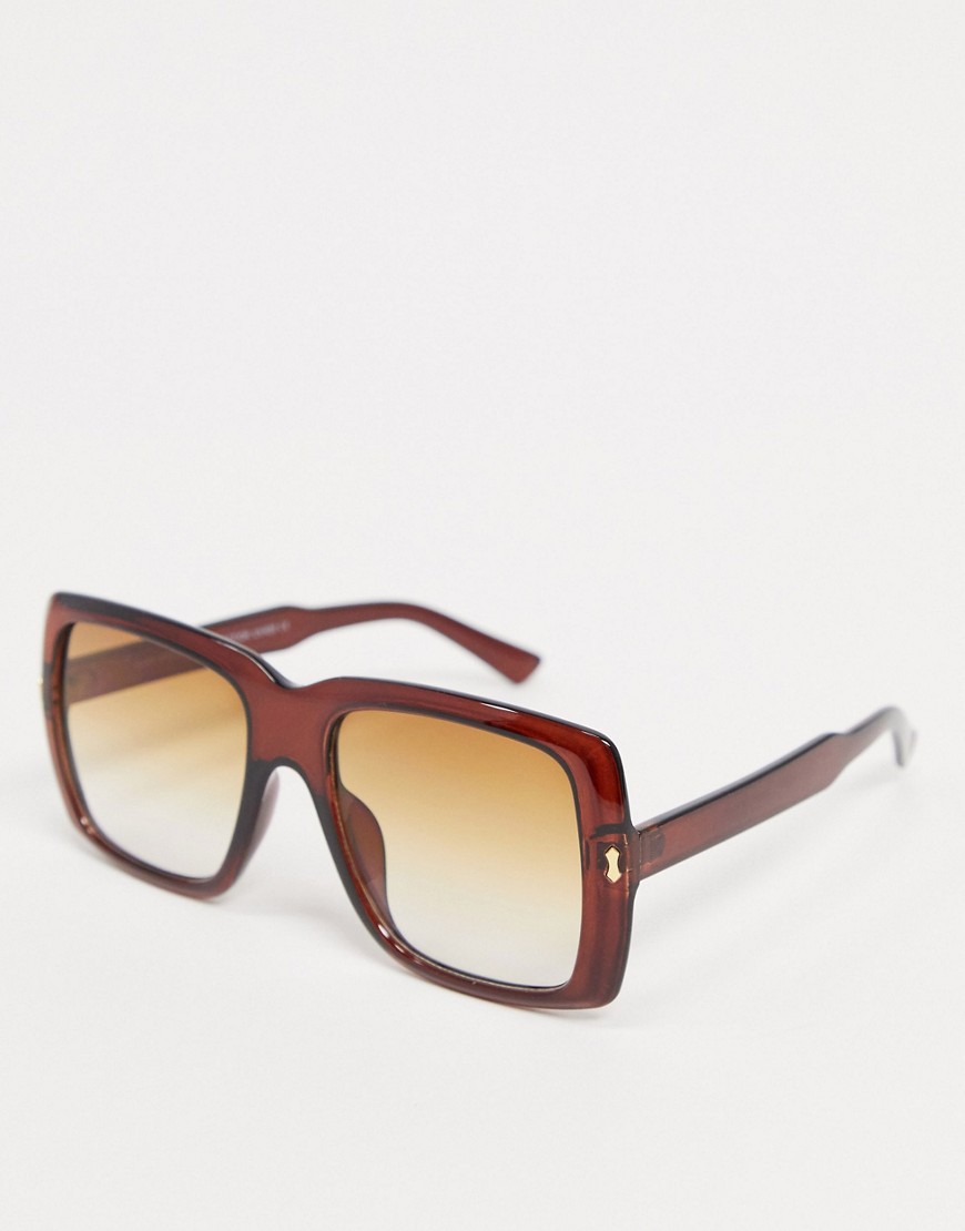 SVNX - Getinte vierkante zonnebril in bruin