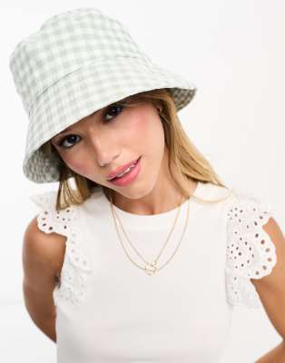 SVNX Gingham Bucket Hat in Green and White - ASOS Outlet