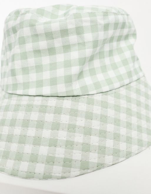 SVNX Gingham Bucket Hat in Green and White - ASOS Outlet