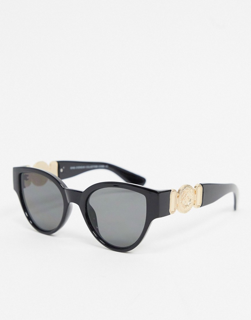 SVNX gold chip round sunglasses in black