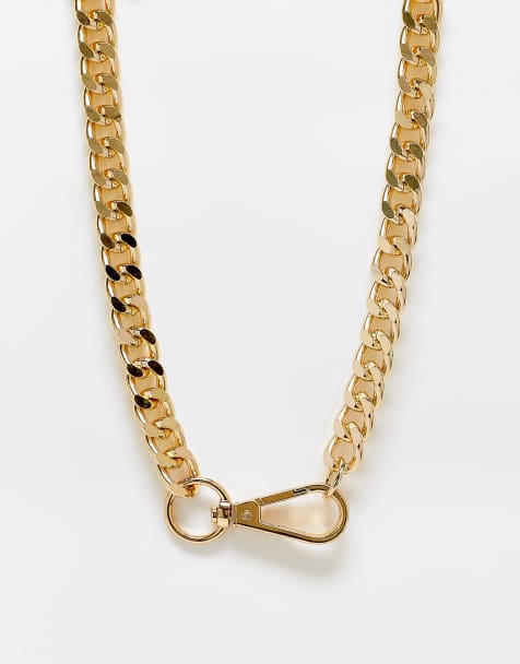 SVNX gold chunky chain necklace with a key chain detail - view 1