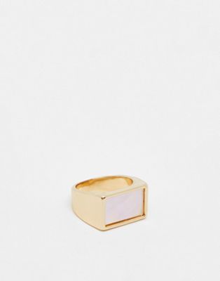 SVNX gold pearl detail chunky ring