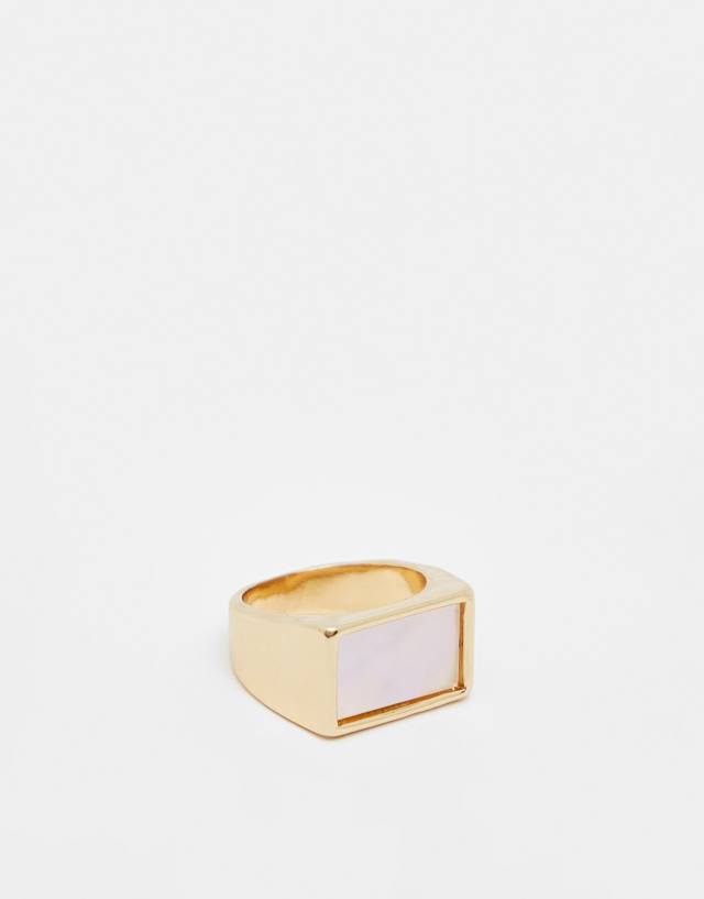 SVNX gold pearl detail chunky ring