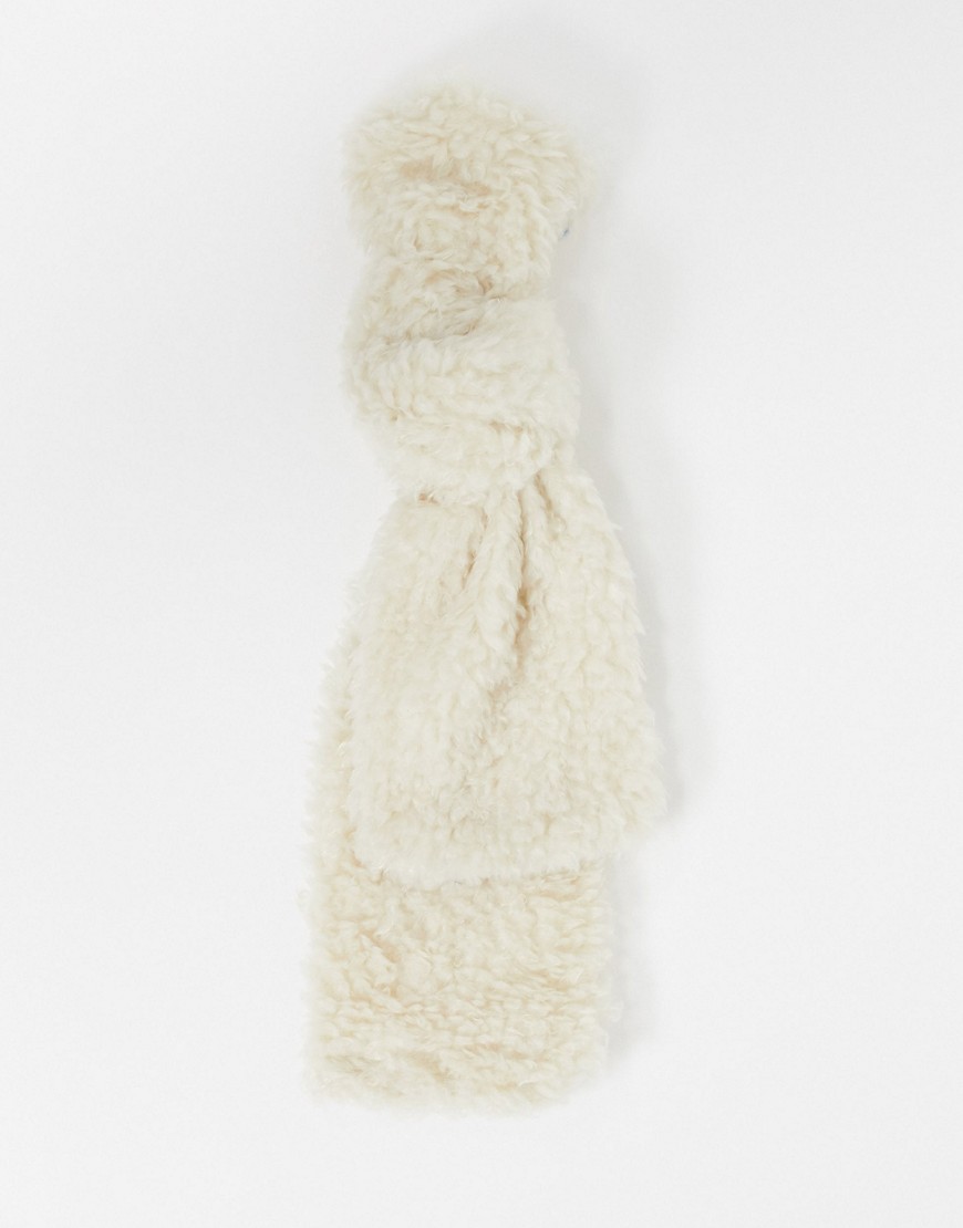 SVNX – Gräddvit halsduk i teddy i oversize-modell