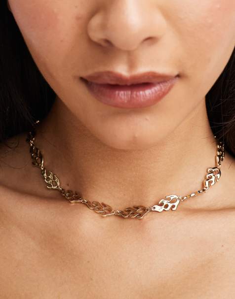 SVNX – Guldfärgat halsband med bladdesign - view 1