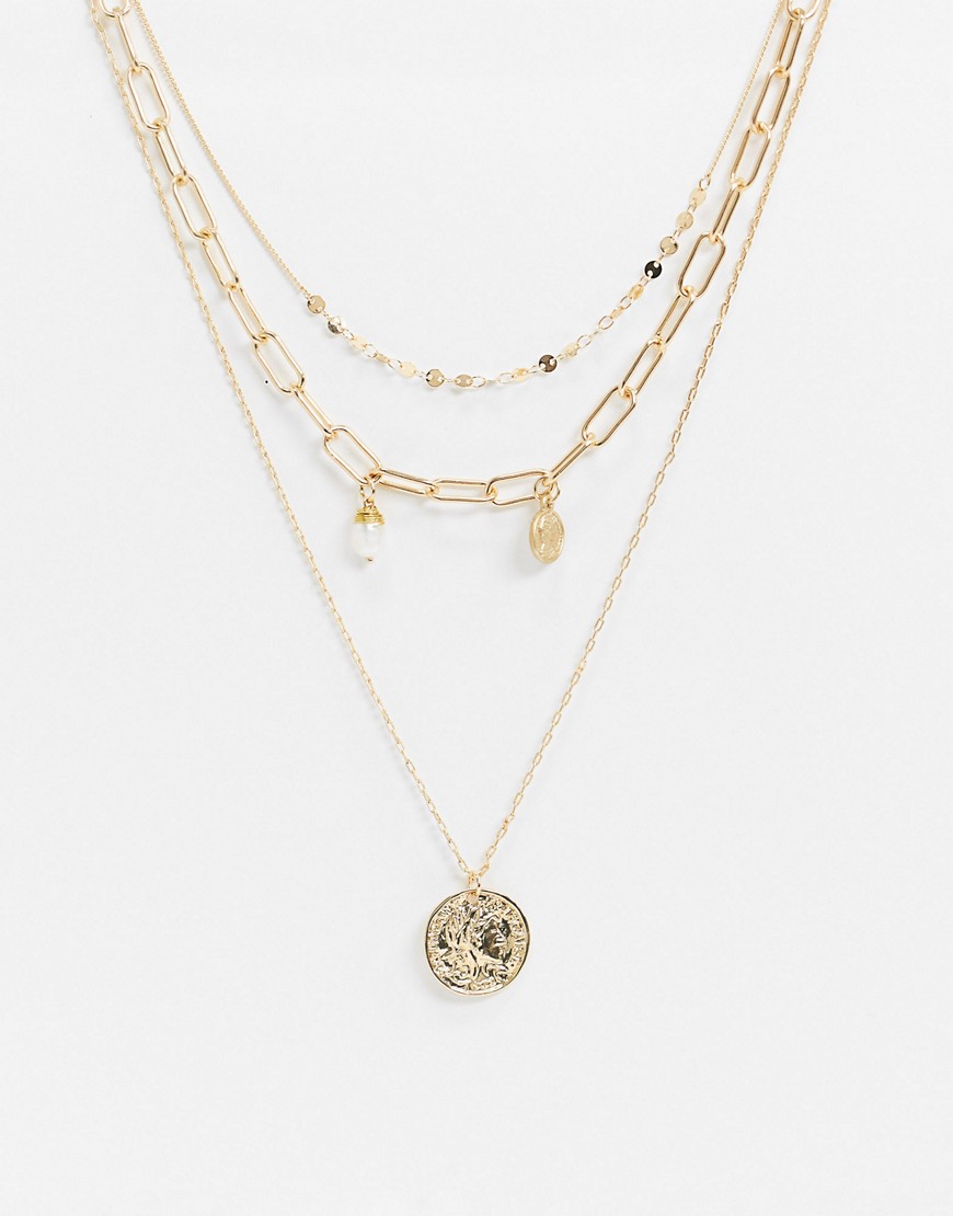 `SVNX – Guldfärgat halsband med tre lager