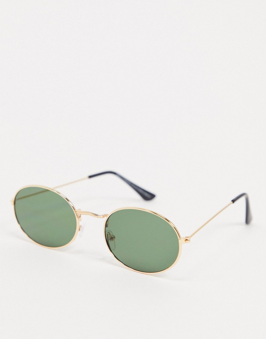 SVNX - Guldfarvede runde solbriller med grønne linser