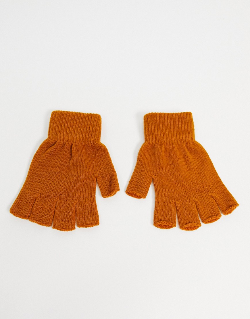 SVNX - Handschoenen zonder vingertoppen in pittig pompoen-Oranje