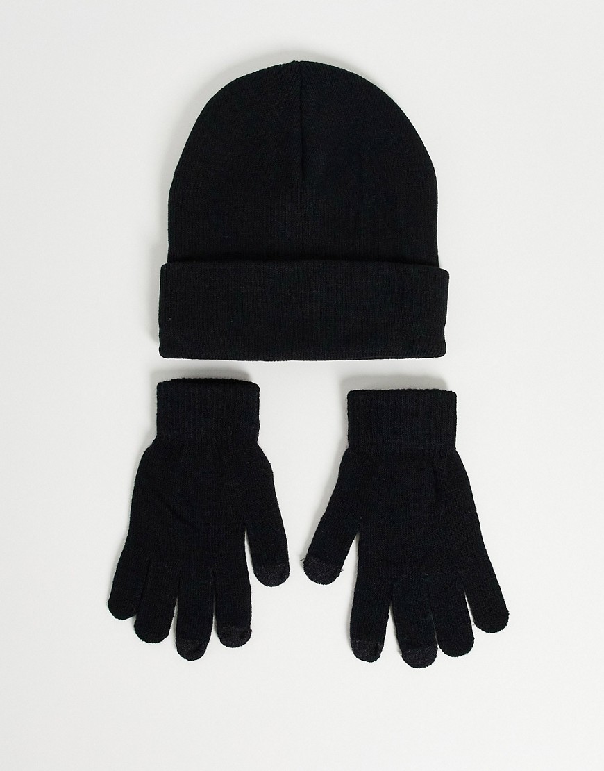 SVNX hat and gloves gift set in black