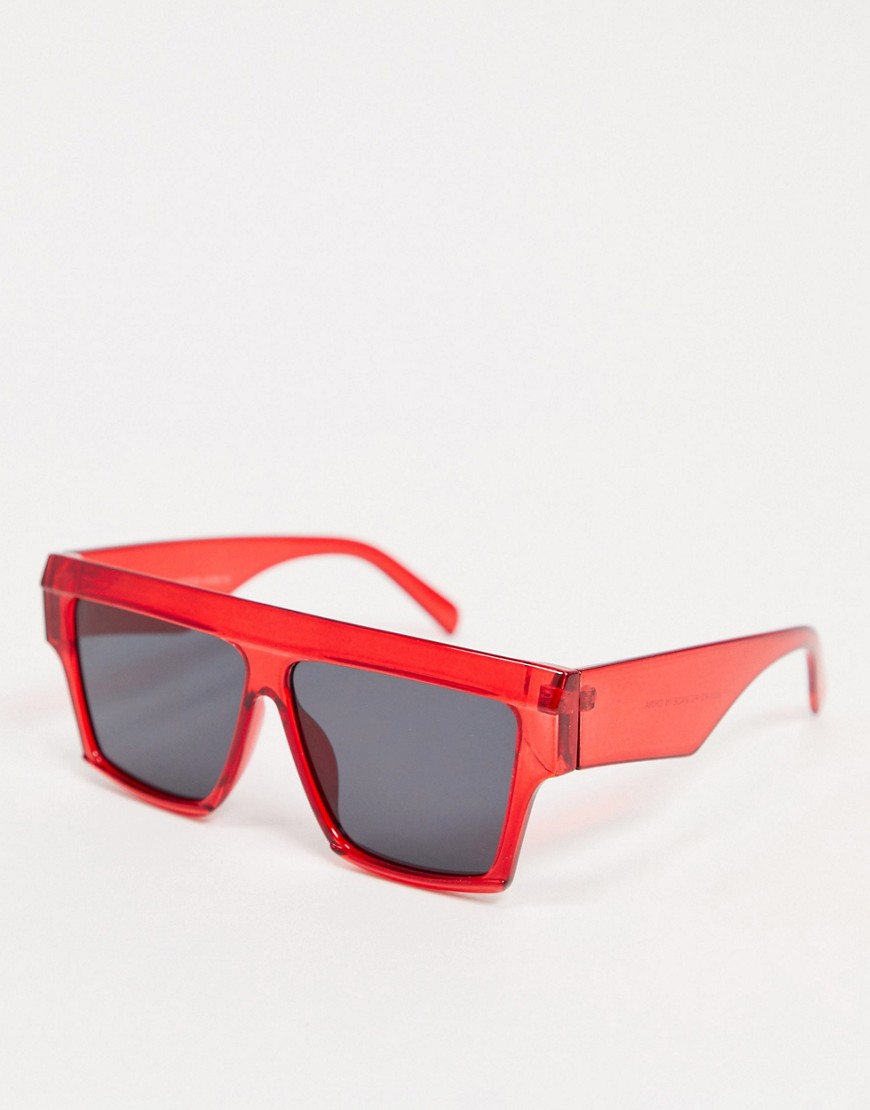 SVNX - Hoekige rode zonnebril met getinte glazen-Rood