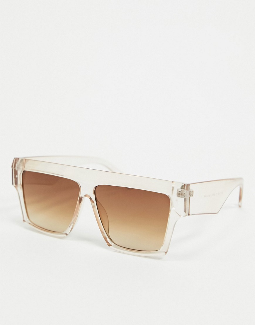 SVNX - Hoekige zonnebrillen in nude met bruine glazen-Neutraal