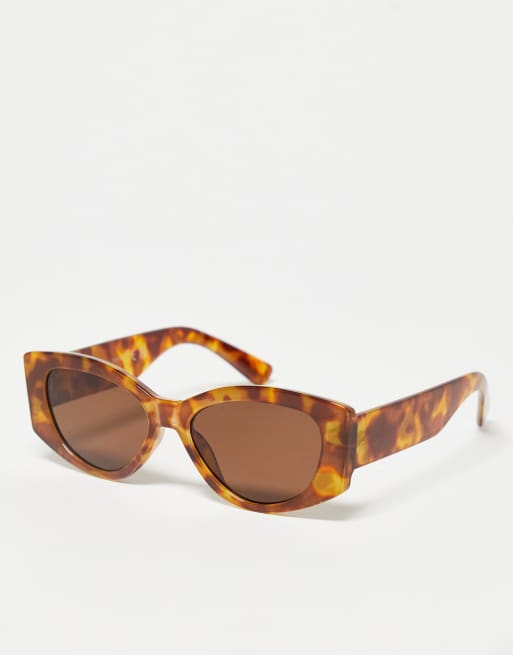 SVNX - Jaren 70-stijl zonnebril met zwaar montuur in honingkleurig tortoise