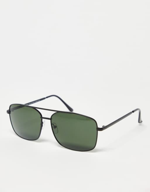 SVNX – Klassische Pilotensonnenbrille in Schwarz mit doppeltem Brauensteg