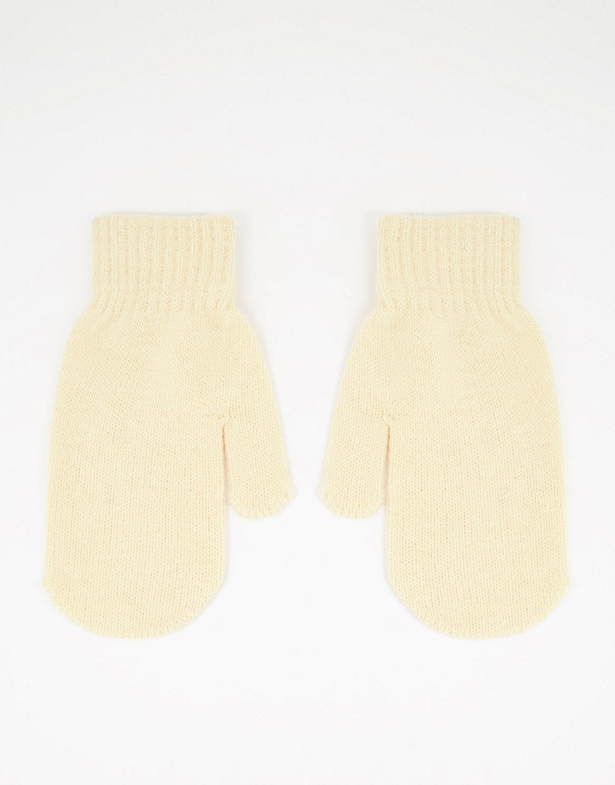 SVNX knitted mittens in off white