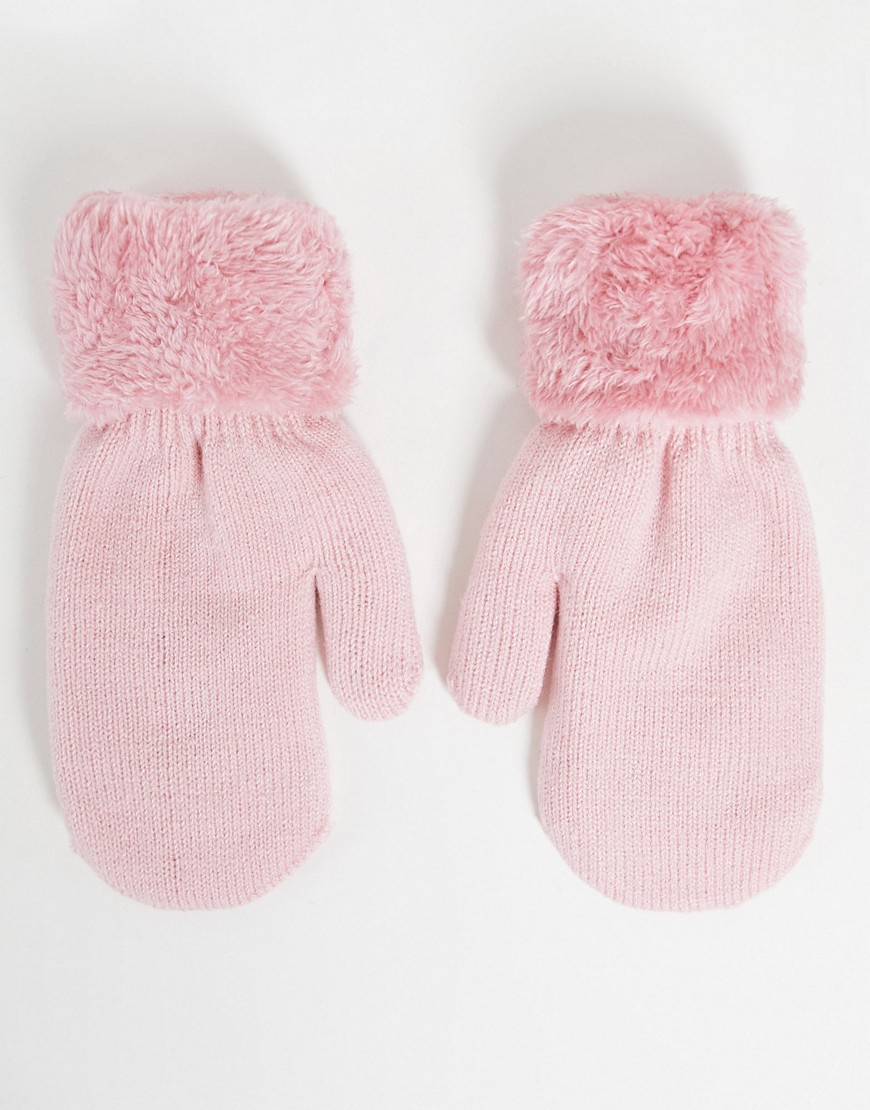SVNX knitted mittens in rose-Pink