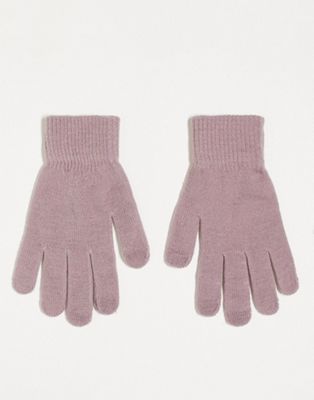 SVNX knitted touch screen gloves in lilac chalk