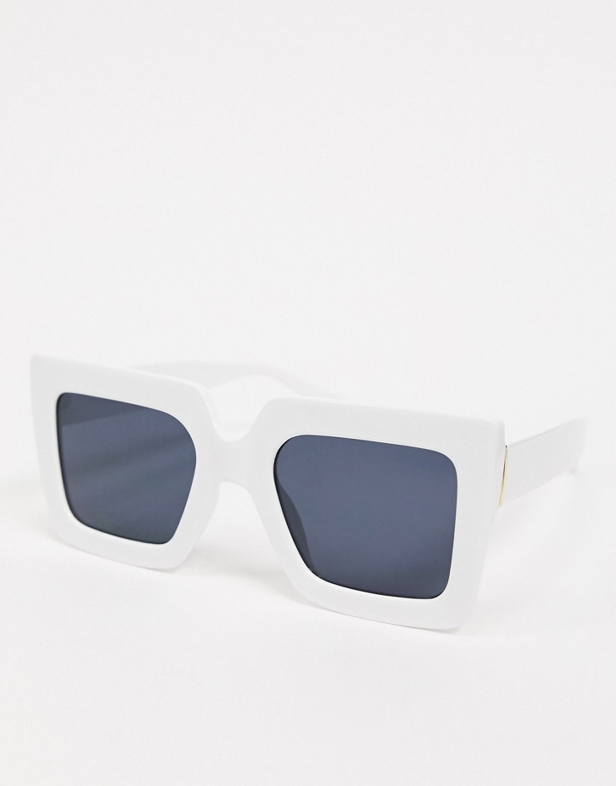SVNX large square sunglasses in white with smoke lens