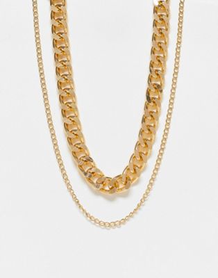 SVNX layered chunky chain necklace in gold