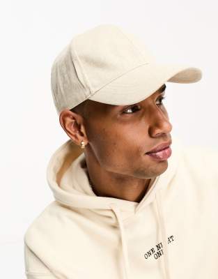 SVNX linen baseball cap in off white - ASOS Price Checker