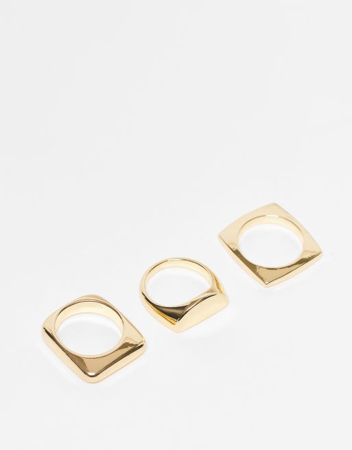 SVNX - Lot de 3 bagues unies - Doré 