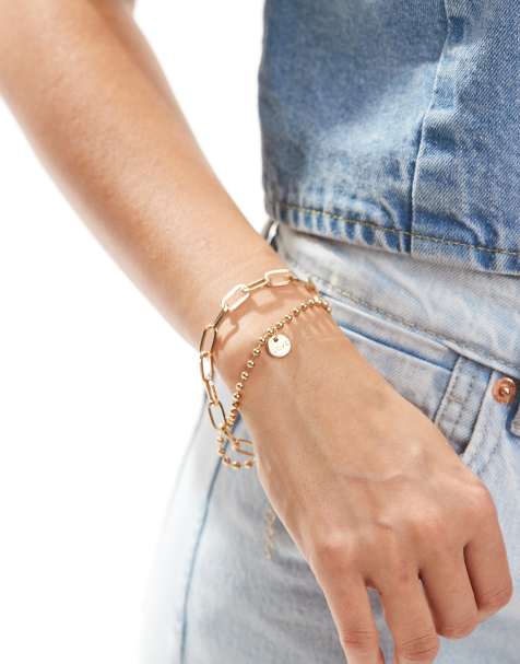 SVNX - Lot de deux bracelets avec chaîne dorée et pendentifs - view 1